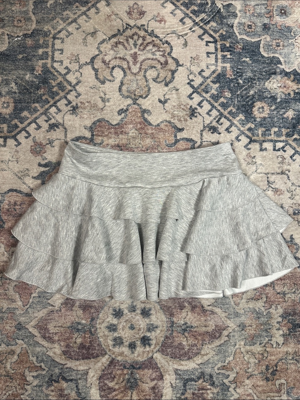 Light Gray Ruffled Circle Skater Skirt (built-in shorts)